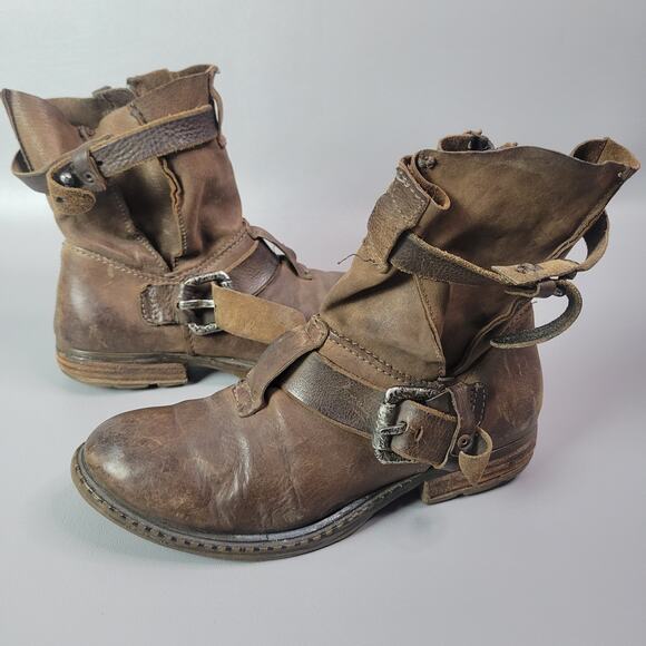 AS.98 Boho Biker Ankle Boots Italian Zipper Bootie Size 38 US 7.5-8 FLAWS READ - Picture 4 of 12